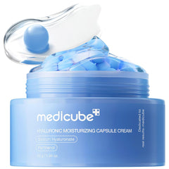 medicube hyaluronic acid capsule cream bottle showing long-lasting hydration