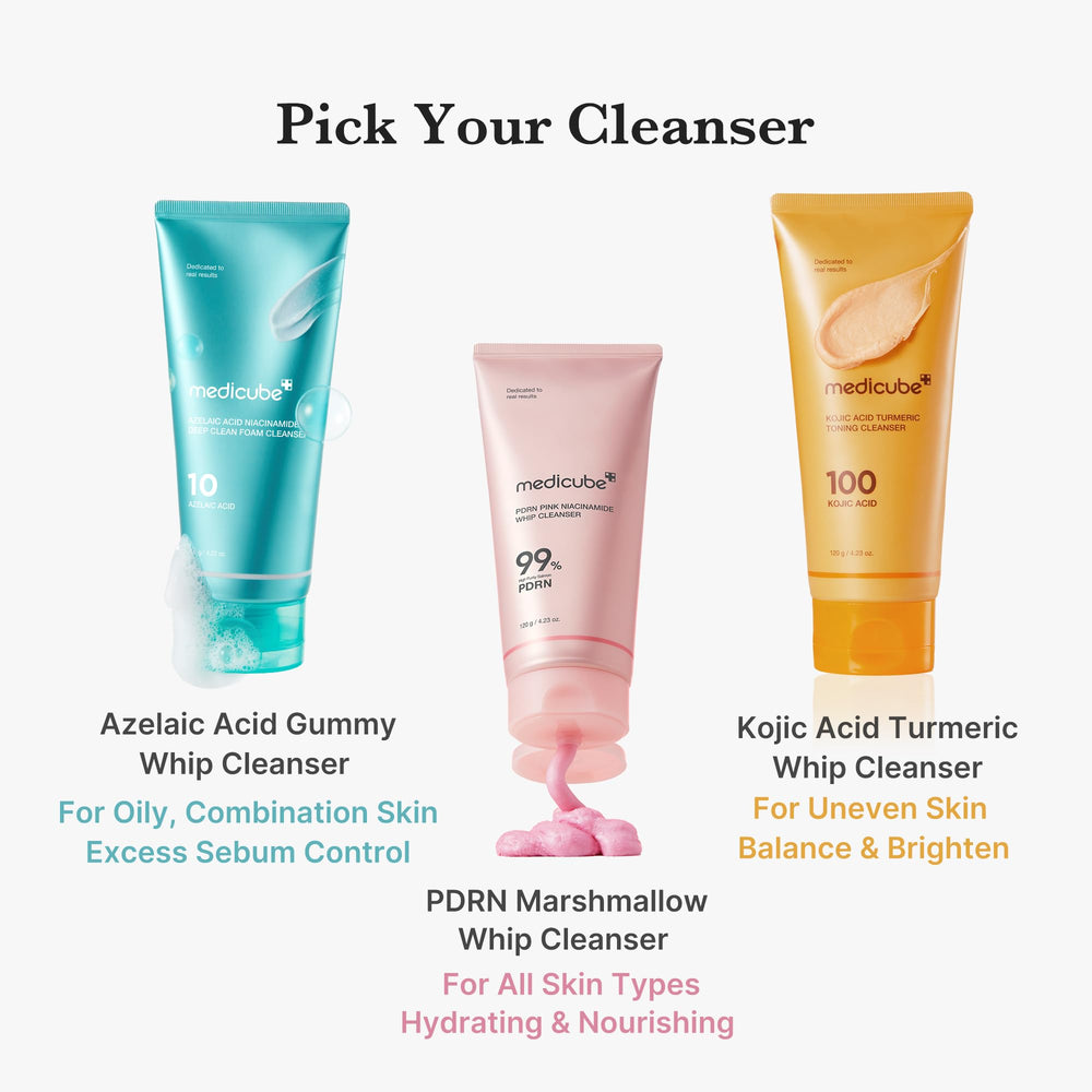 Medicube Kojic Acid Turmeric Whip Cleanser after spot-care routine ready for cleansing.