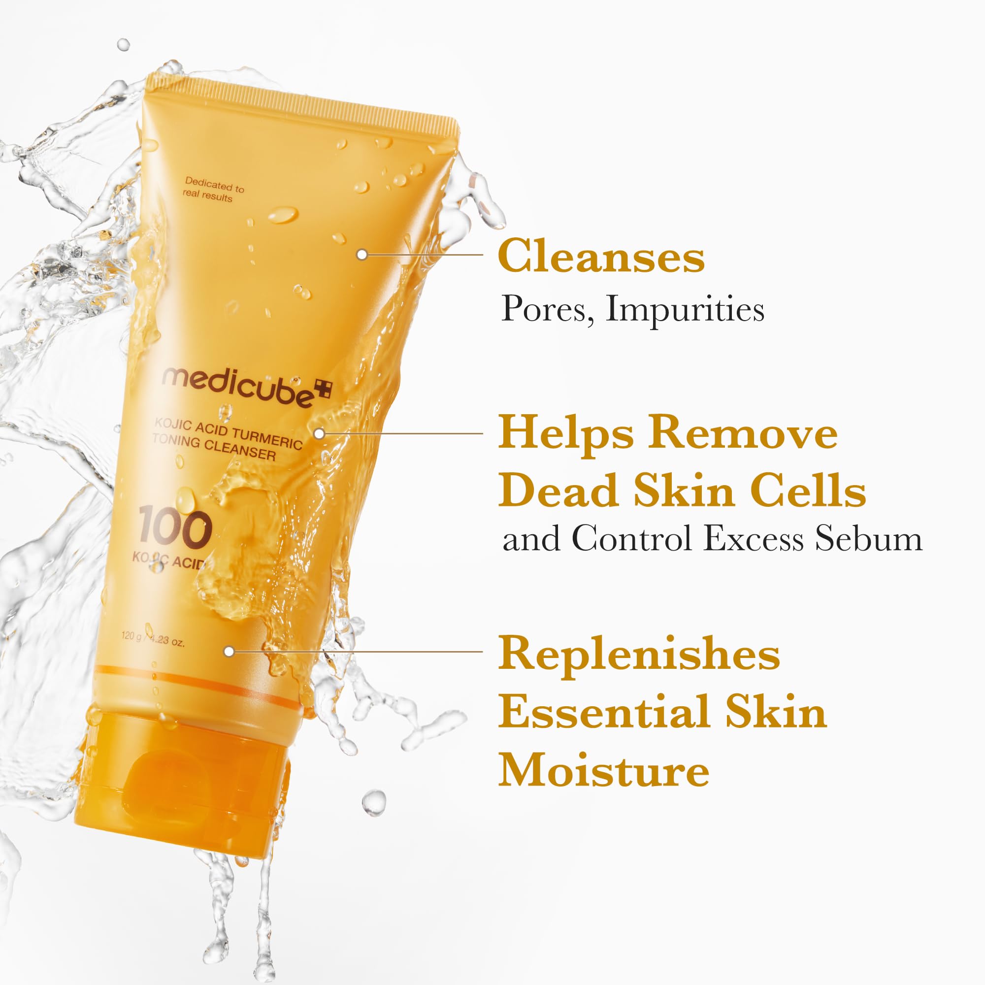 Medicube Kojic Acid Turmeric Whip Cleanser hand-application demonstrates easy massage.