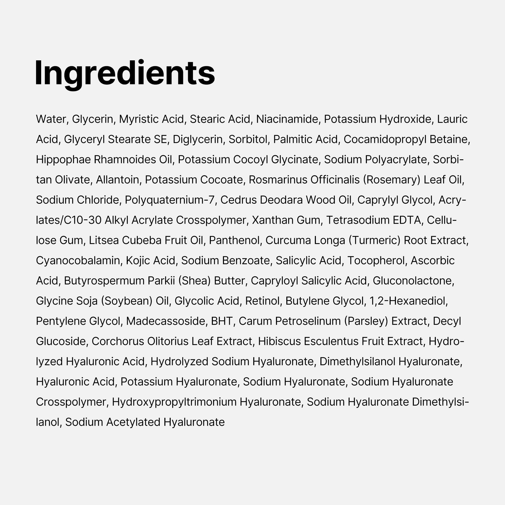 Medicube Kojic Acid Turmeric Whip Cleanser ingredients Kojic Turmeric shown briefly.
