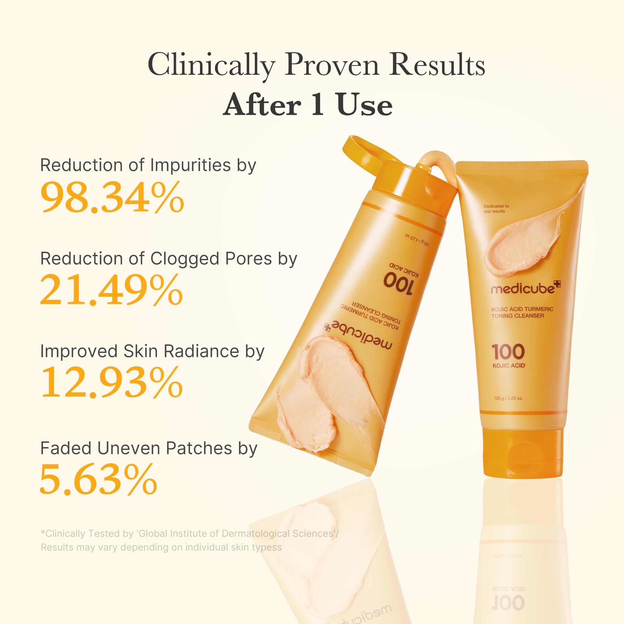 Medicube Kojic Acid Turmeric Whip Cleanser tube packaging for hygienic daily use.