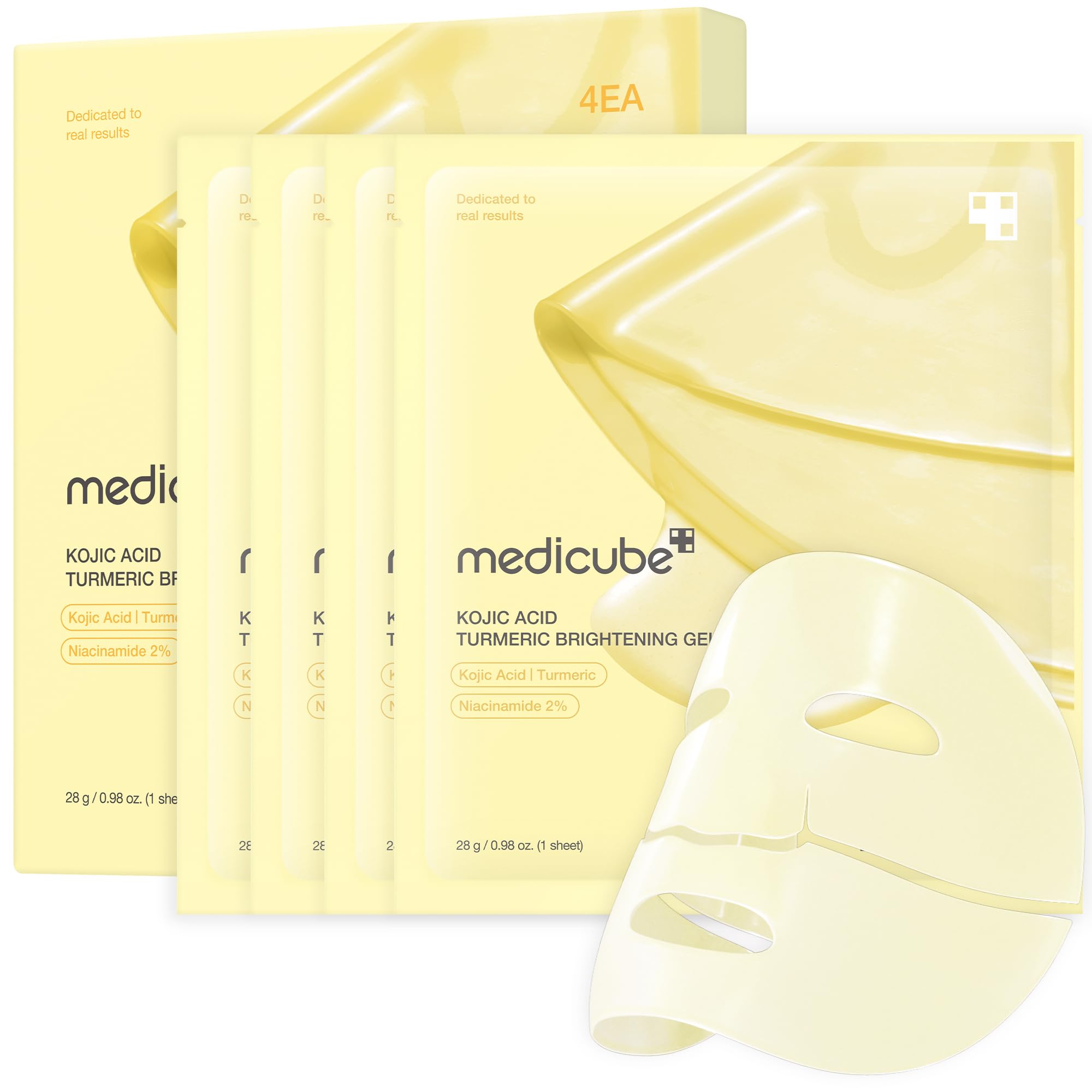 Medicube Kojic Acid Turmeric brightening jelly mask jar shows glow-boosting skin benefits.