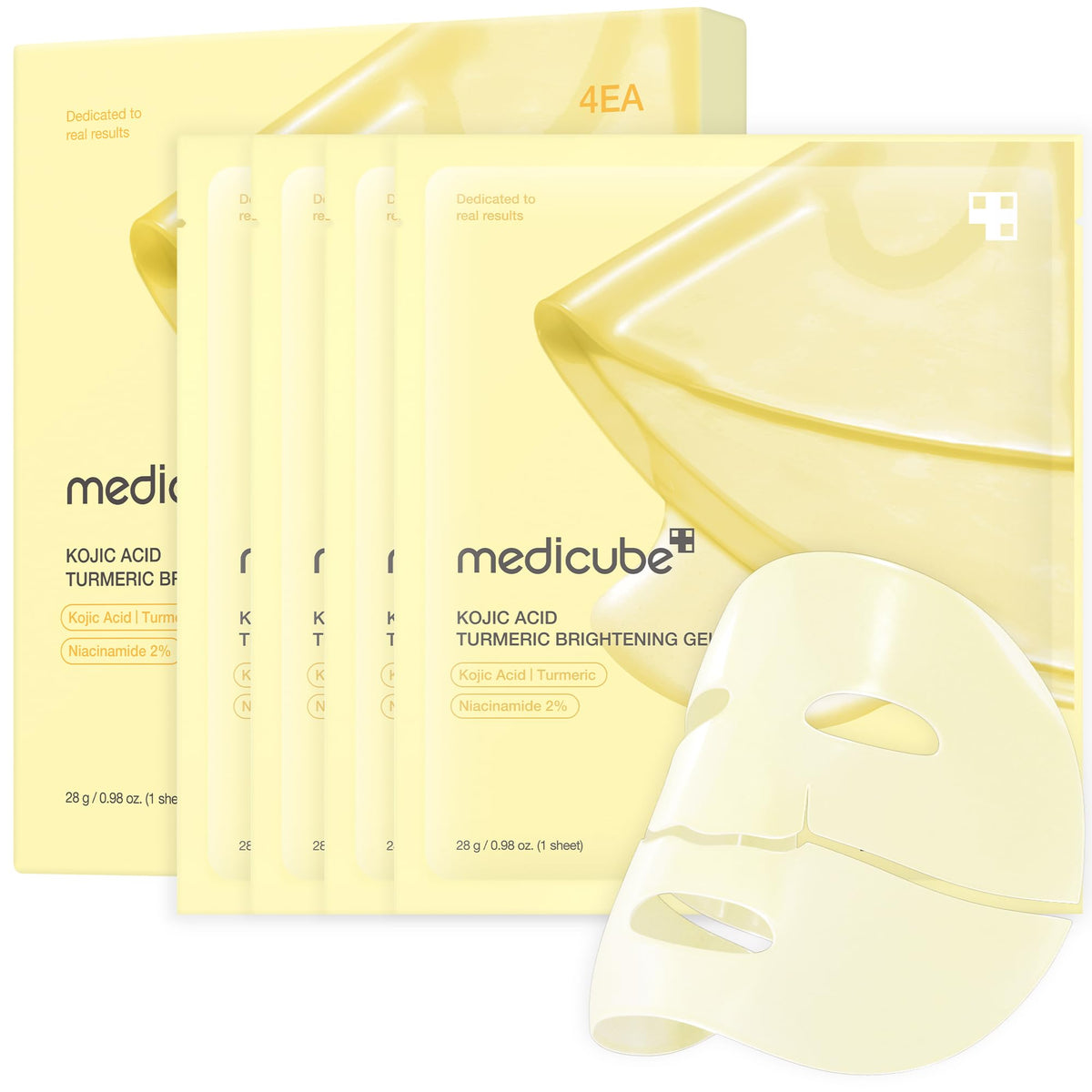 Medicube Kojic Acid Turmeric brightening jelly mask jar shows glow-boosting skin benefits.