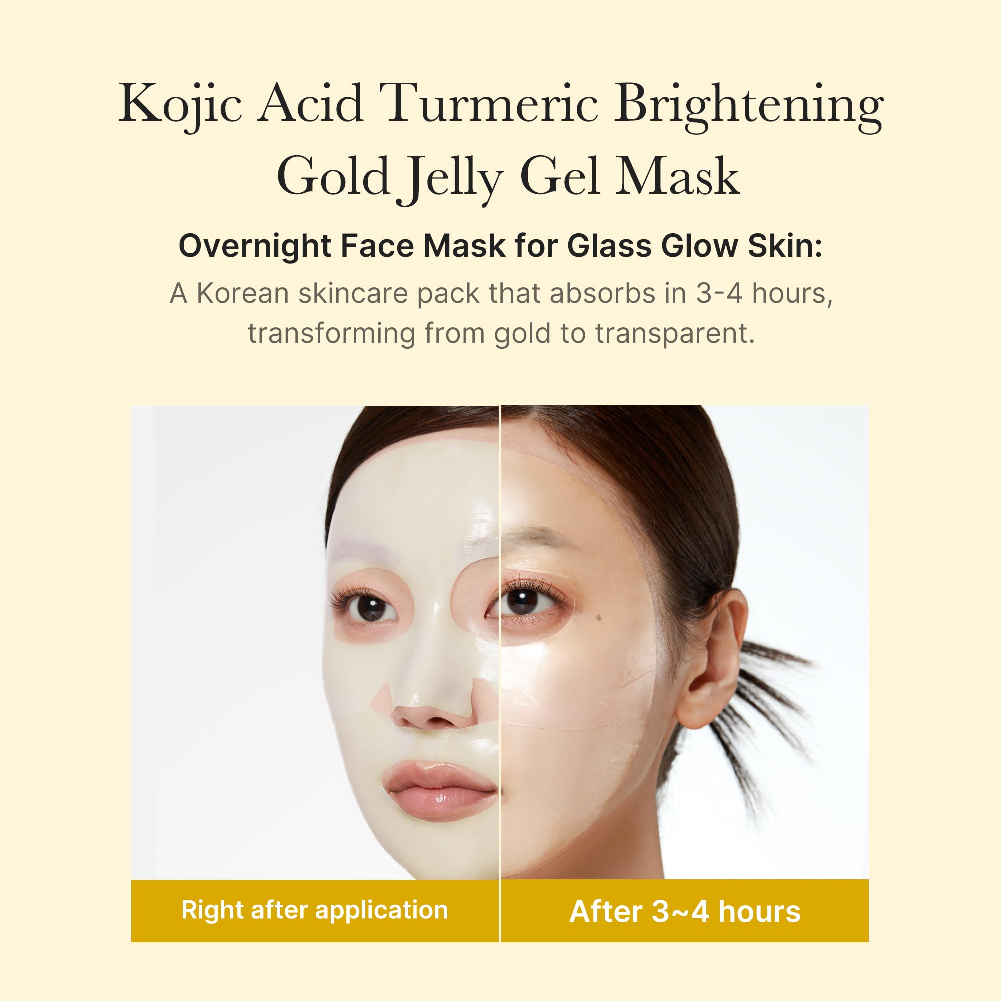 Medicube Kojic Acid Turmeric jelly mask packaging highlights premium skincare promise.