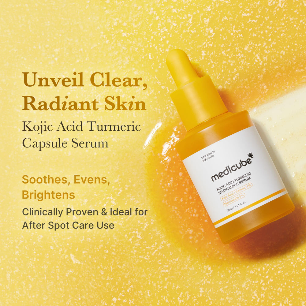 Medicube Kojic Acid Turmeric Serum cap dispense shot showing easy application.
