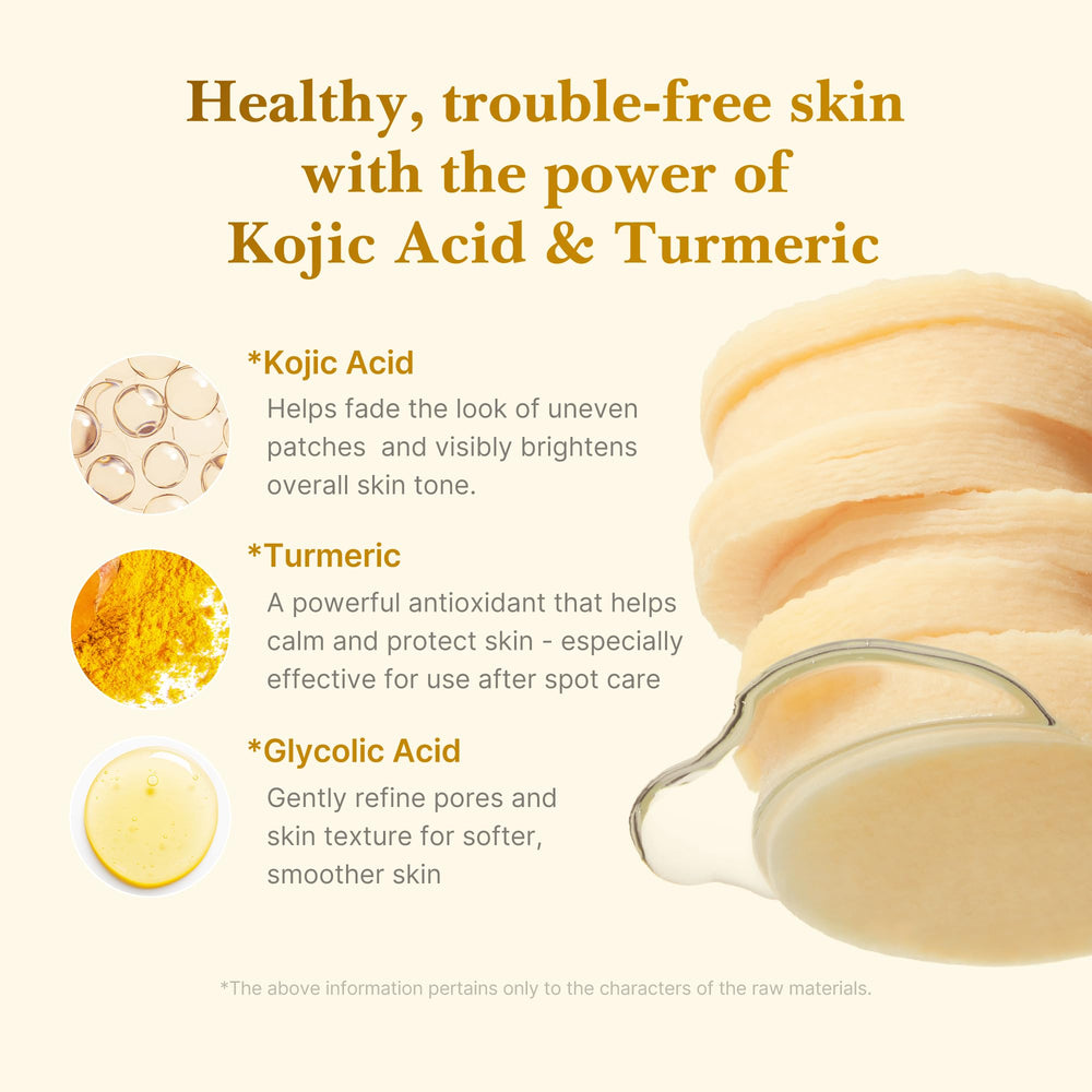 medicube Kojic Acid Turmeric Toner Pad after spot care routine supports even tone