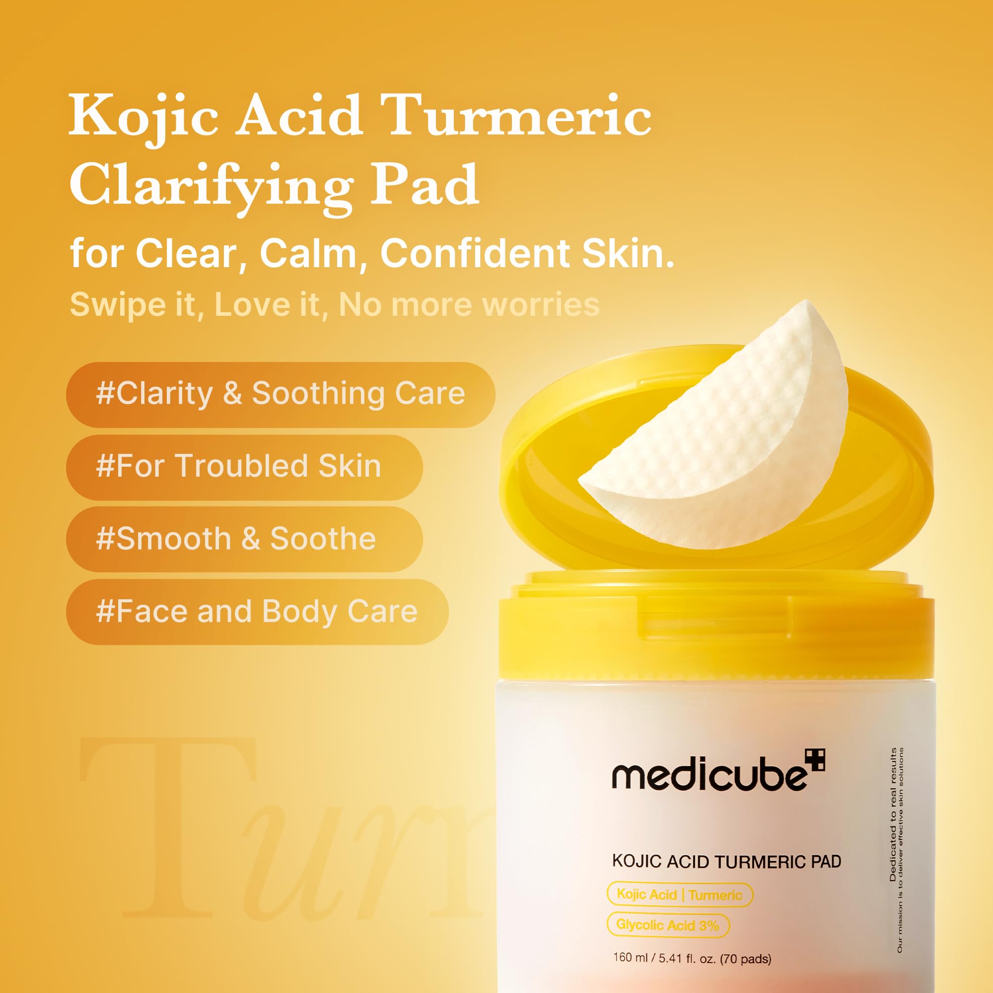 medicube Kojic Acid Turmeric Toner Pad texture on skin shows smoothness and hydration