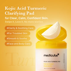 medicube Kojic Acid Turmeric Toner Pad texture on skin shows smoothness and hydration