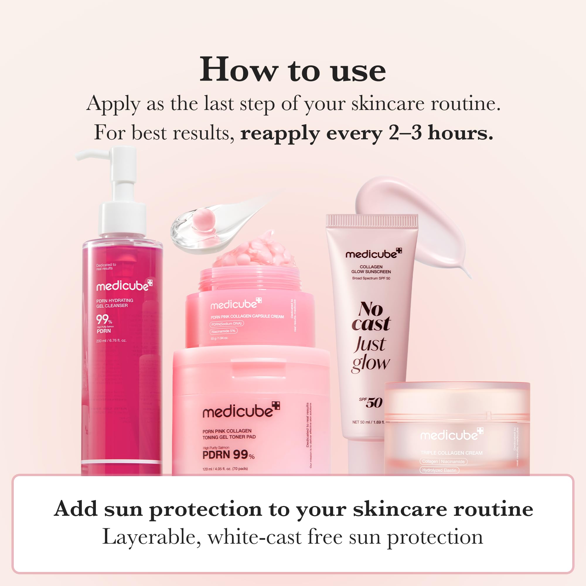 Medicube No Cast Just Glow hyaluronic acid and ceramide components close-up