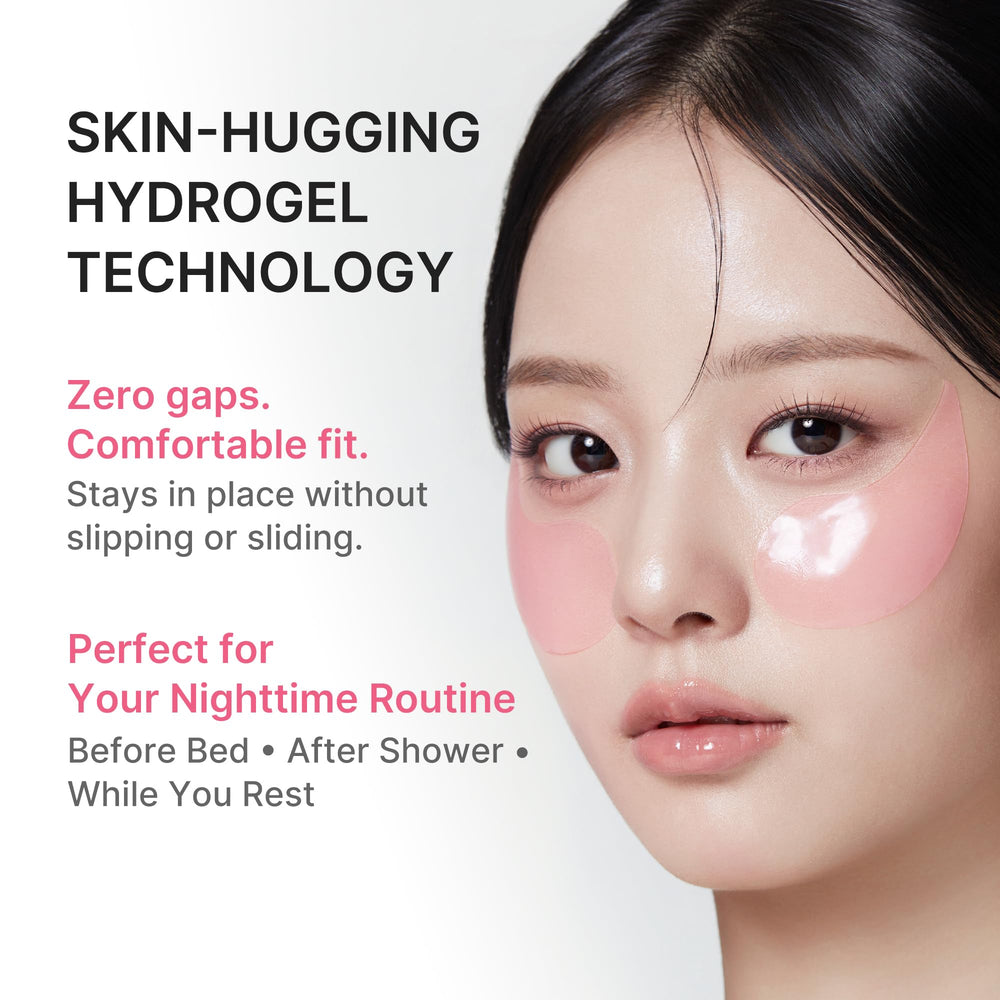 medicube patches on smile lines, forehead and neck showing versatile targeted smoothing