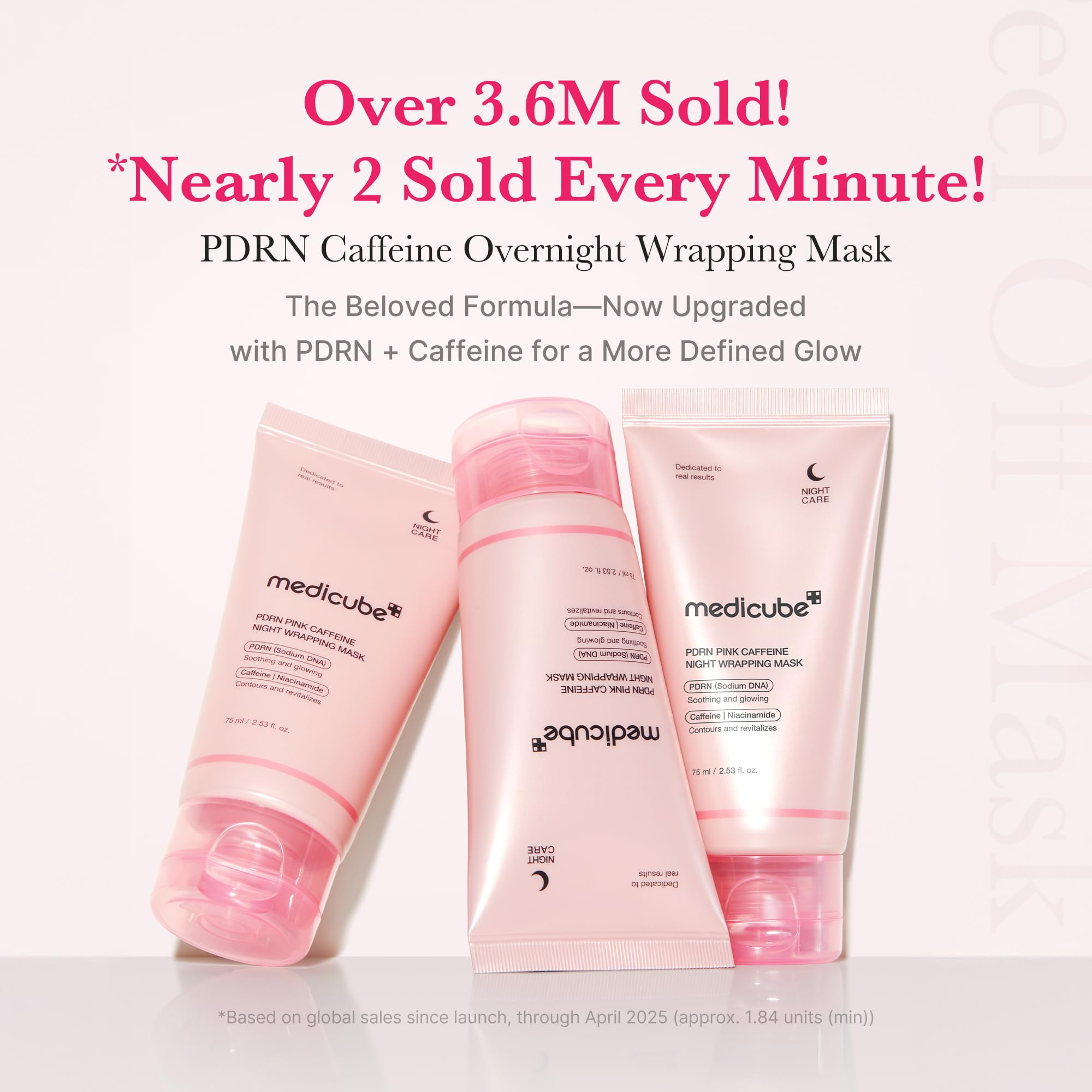 medicube PDRN caffeine overnight wrapping mask application on face enables even nourishing spread