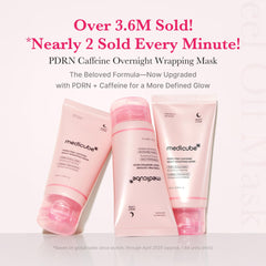 medicube PDRN caffeine overnight wrapping mask application on face enables even nourishing spread