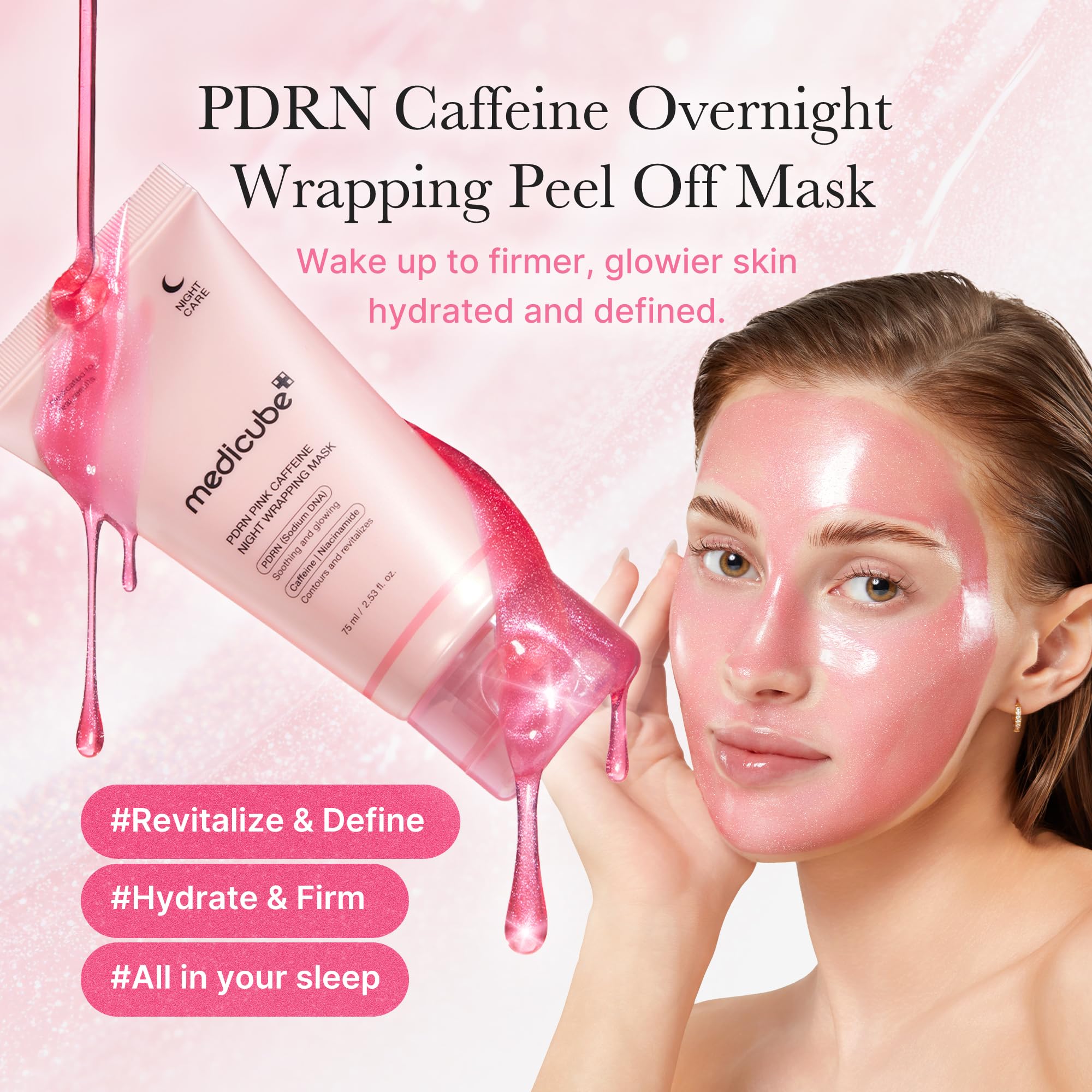 medicube PDRN caffeine overnight wrapping mask drying film forms protective glow