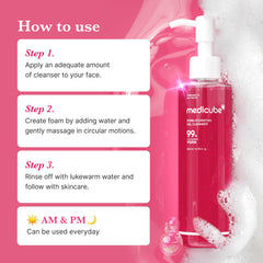 Medicube PDRN Jelly to Foam Cleanser PDRN and collagen emphasis on radiant-looking skin.