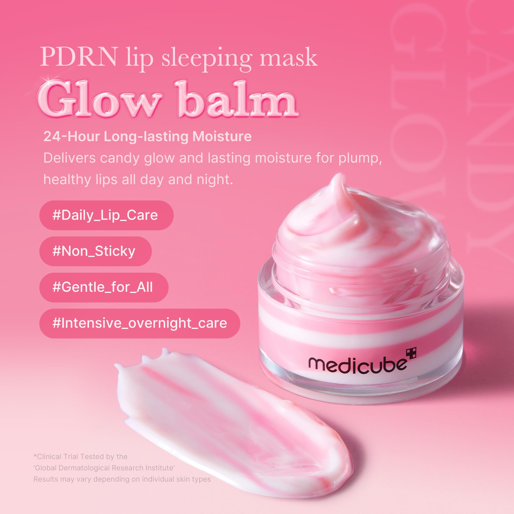 Medicube PDRN lip mask application demonstrates easy fingertip use.