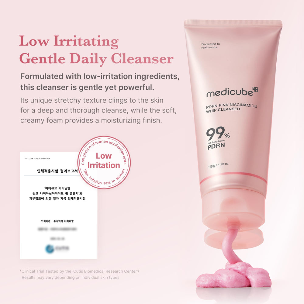 Medicube PDRN Marshmallow Cleanser supports even-toned, radiant-looking skin