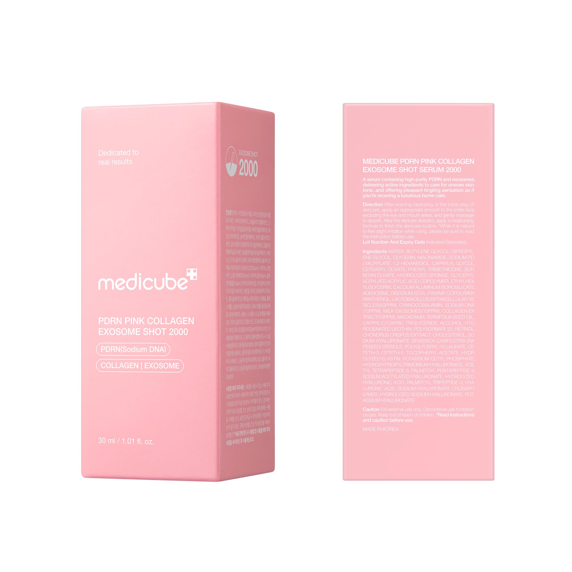 Medicube PDRN Pink Collagen Exosome Shot Serum glow-ready finish for even skin tone.