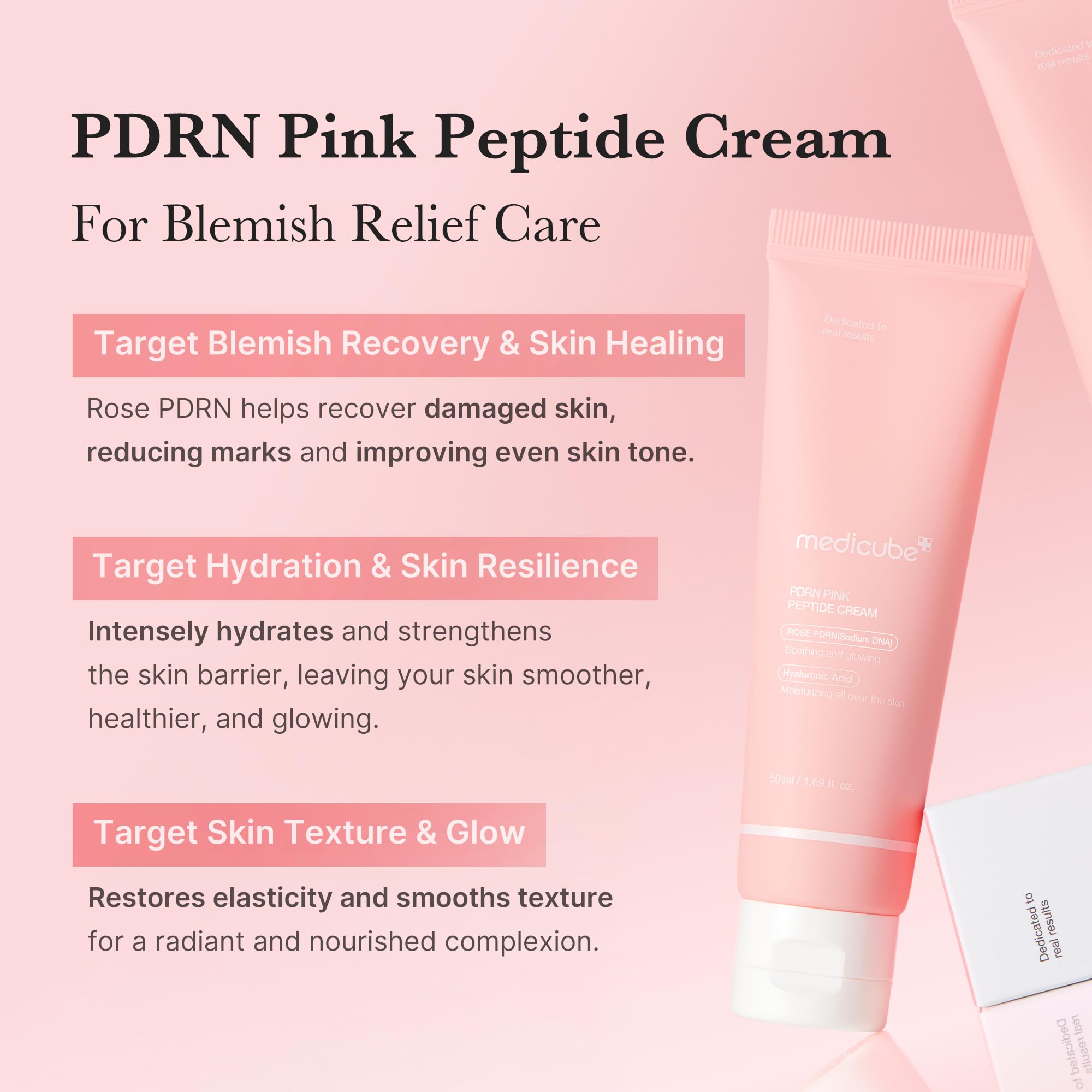 Medicube PDRN Pink Hyaluronic Cream pump dispensing silky hydration.