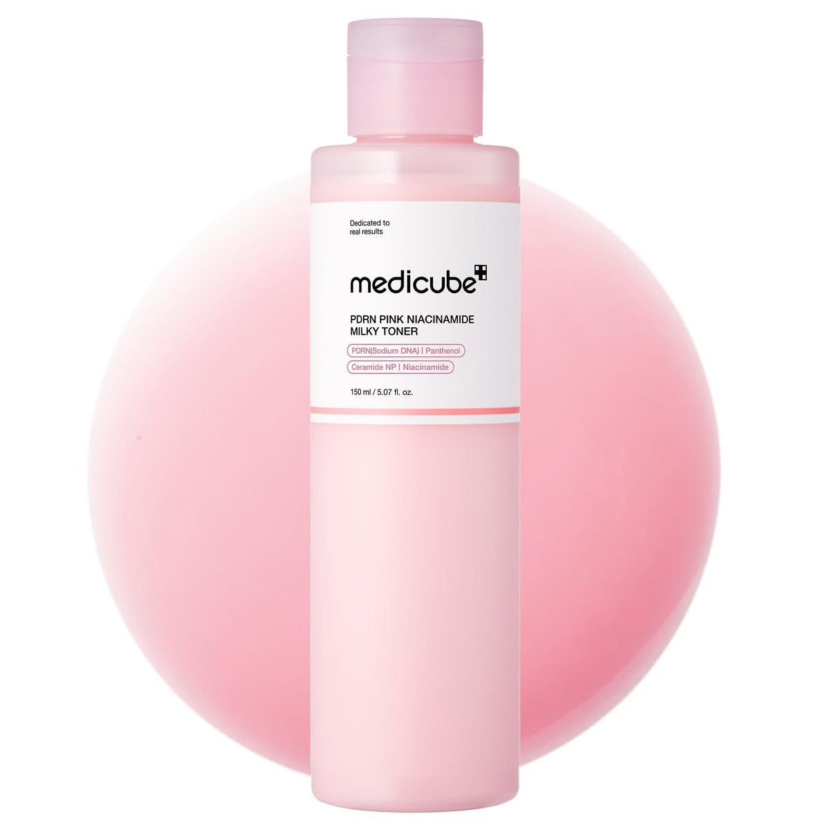 Medicube PDRN Pink Niacinamide Milky Toner bottle promoting intense hydration