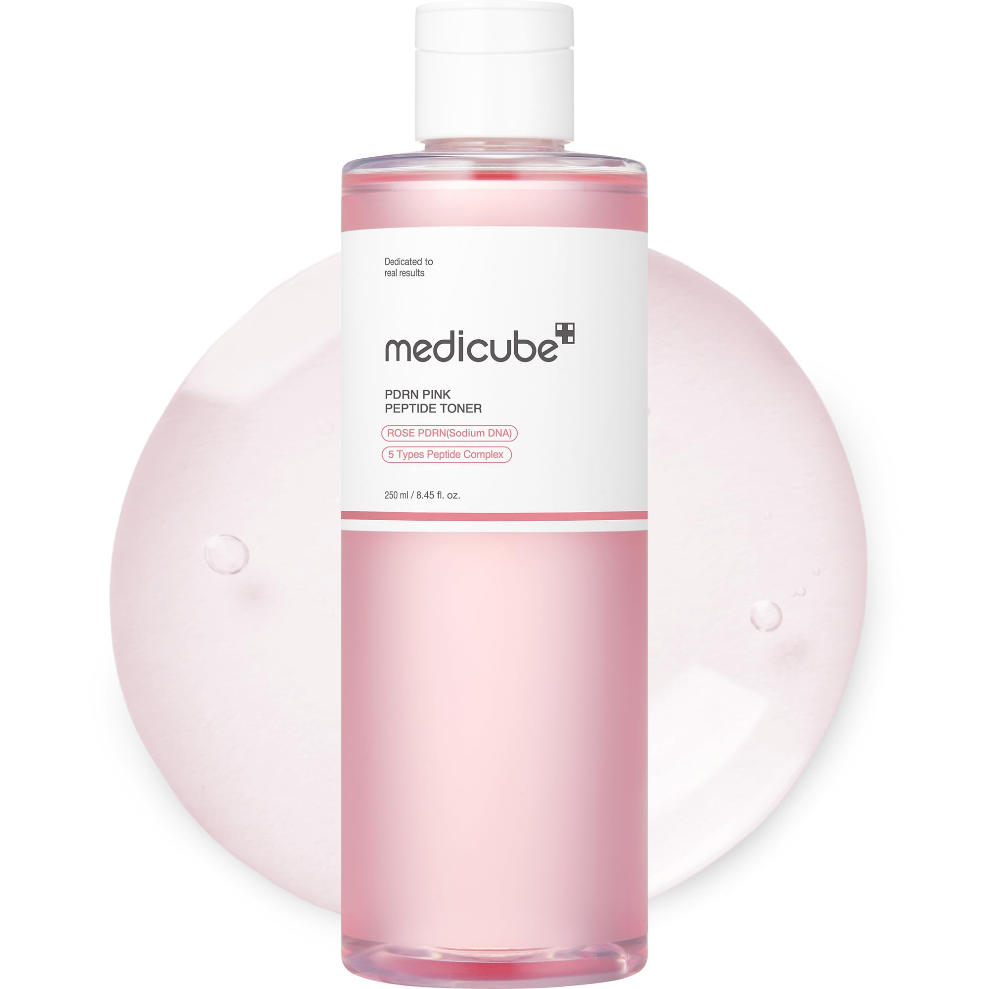 Medicube PDRN Rose Toner bottle shows a glow boosting skincare ritual.