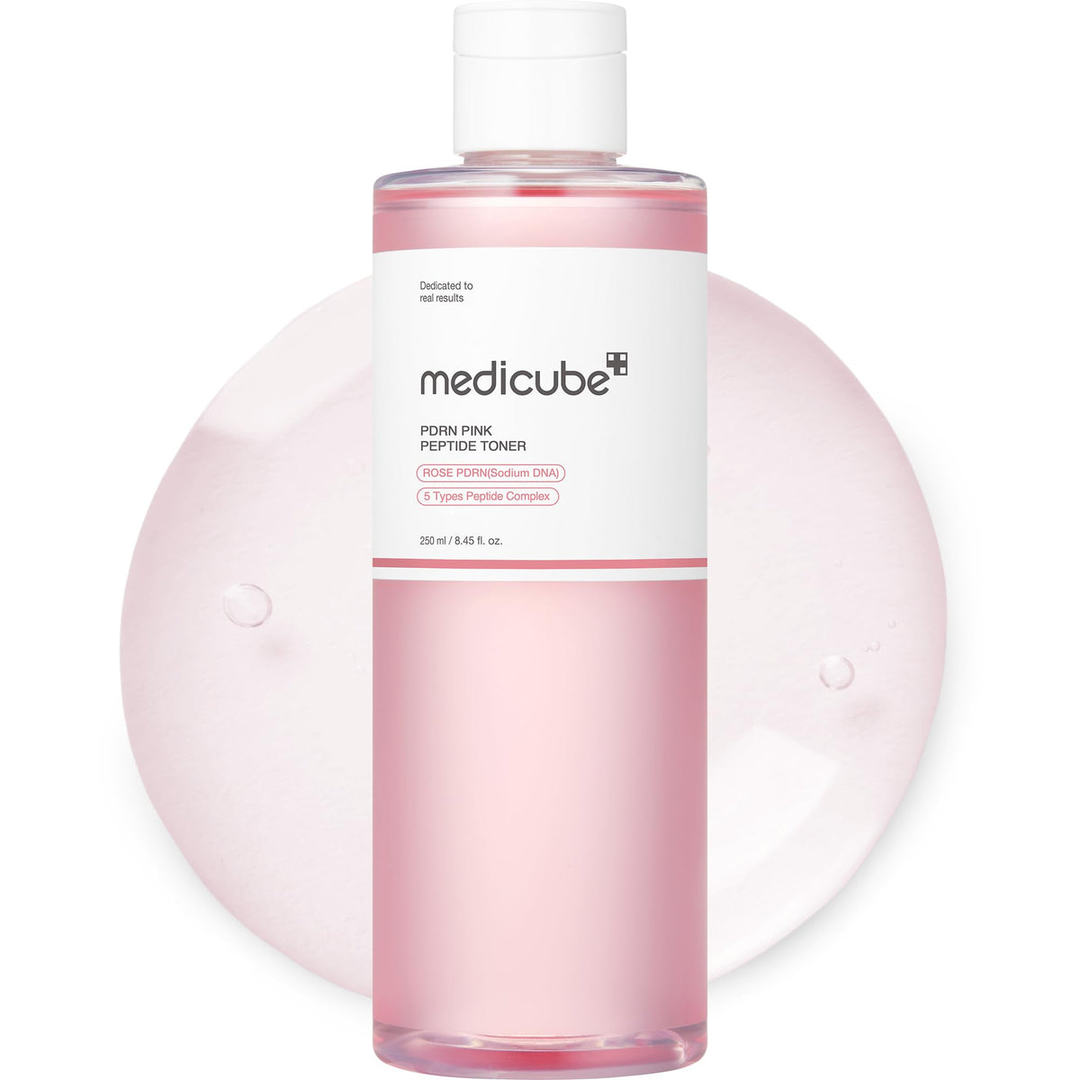 Medicube PDRN Rose Toner bottle shows a glow boosting skincare ritual.
