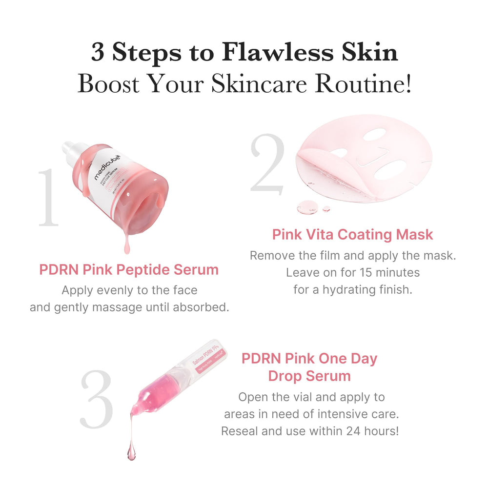 Medicube Pink PDRN Trio gift-set packaging ready for gifting