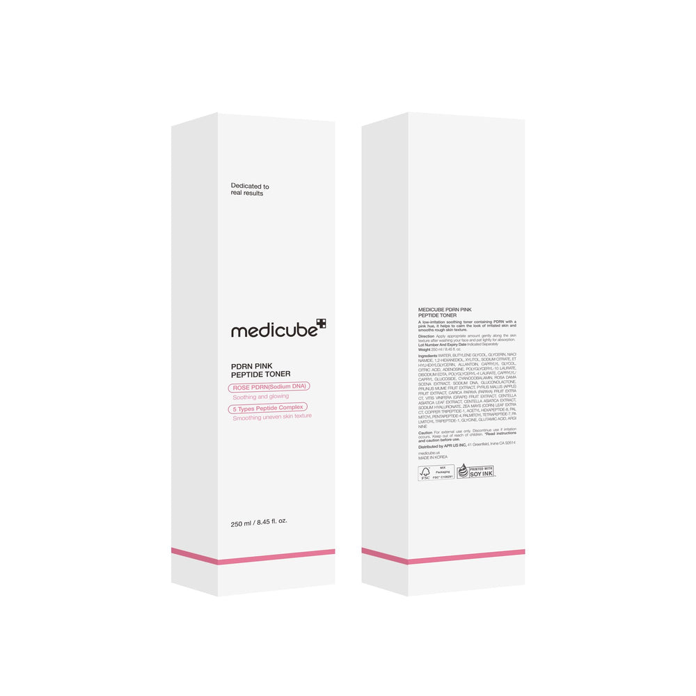 Medicube Pink Toner pump dispense shows easy daily skincare step.