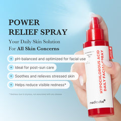 Medicube Power Soothing Spray mist dispersing fine, refreshing hydration after cleansing.