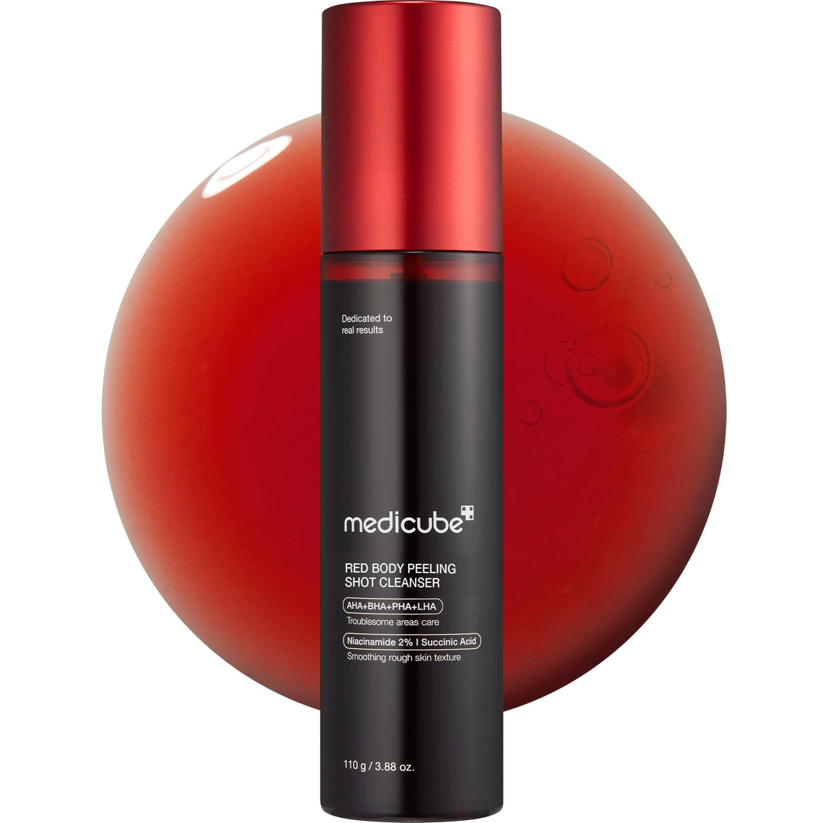 Medicube Red Body Peeling Shot back-application for smoothing exfoliation on back skin
