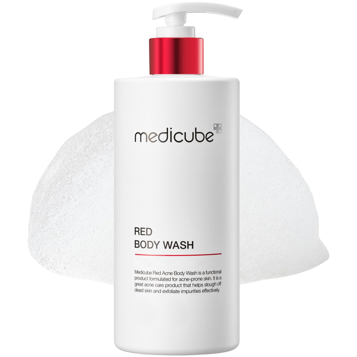 Medicube Red Body Wash bottle front view for gentle cleansing on acne-prone skin.