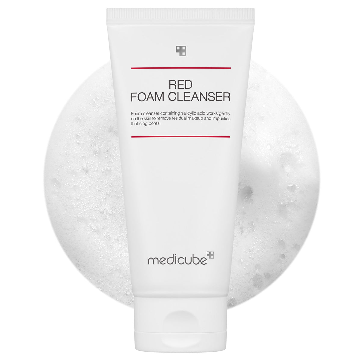 Medicube Red Foam Cleanser bottle promotes gentle deep cleansing.