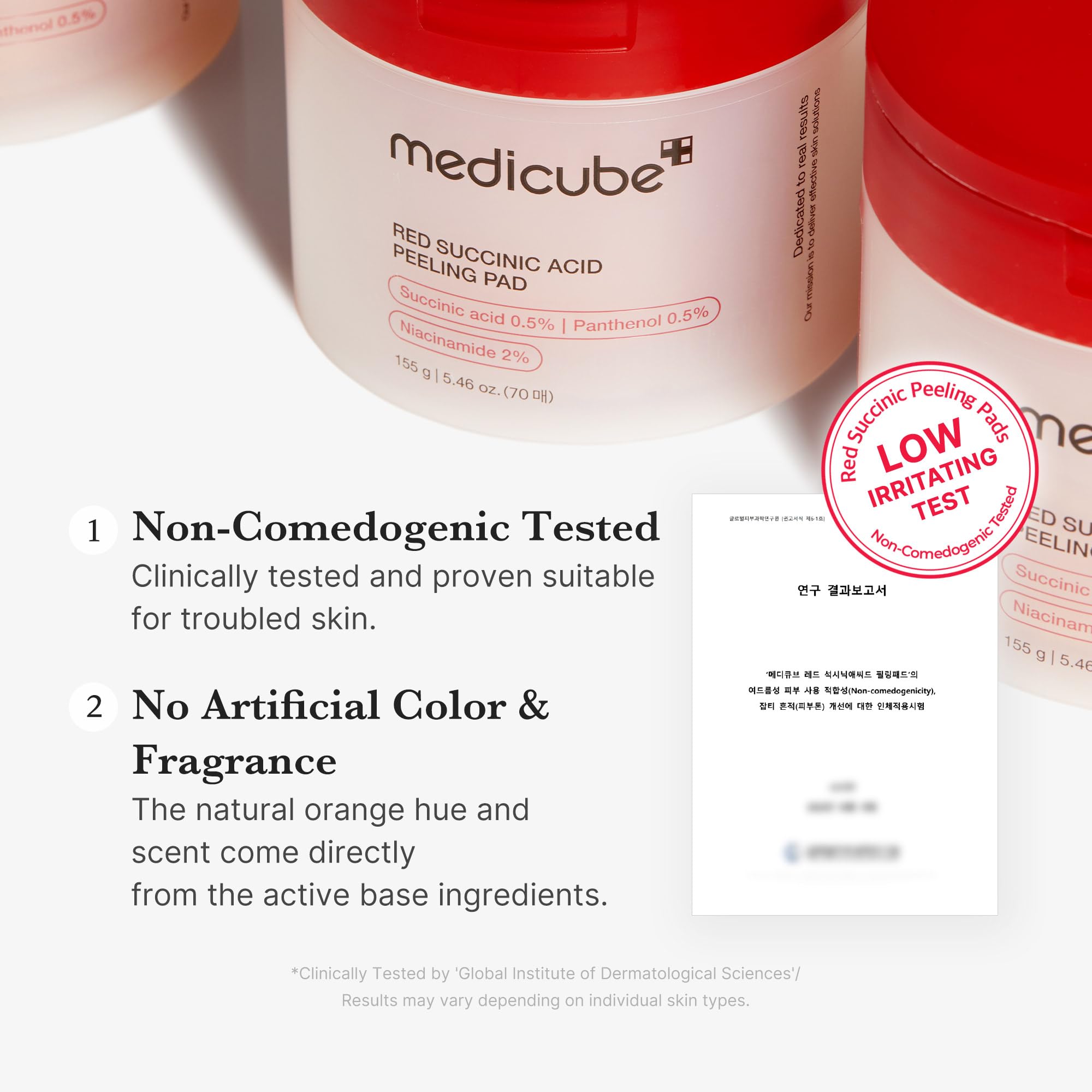 Medicube Red Succinic Pad exfoliation can reveal smoother texture.
