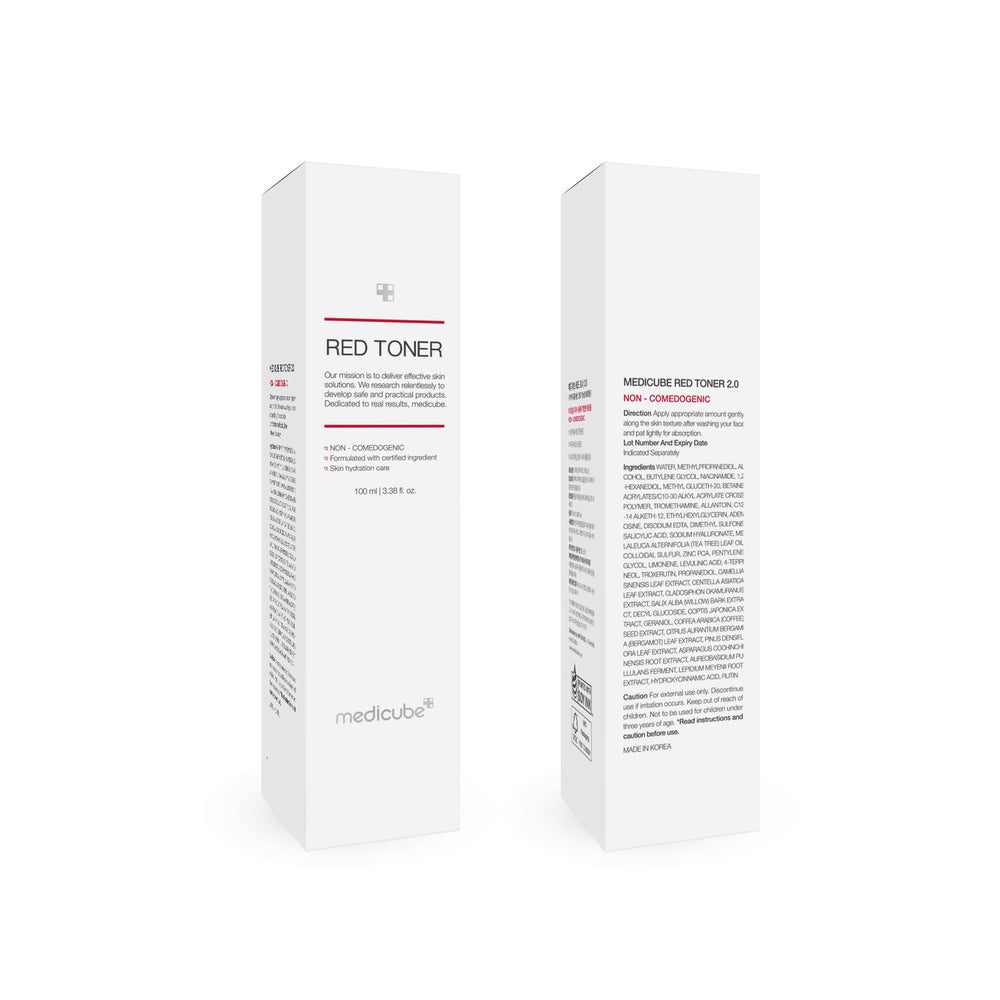 Medicube Red Toner 2.0 bottle displayed on shelf