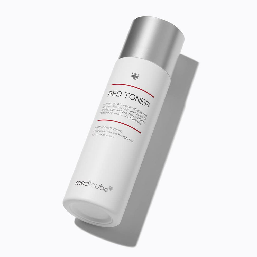Medicube Red Toner 2.0 ingredients feature highlighting BHA and Niacinamide