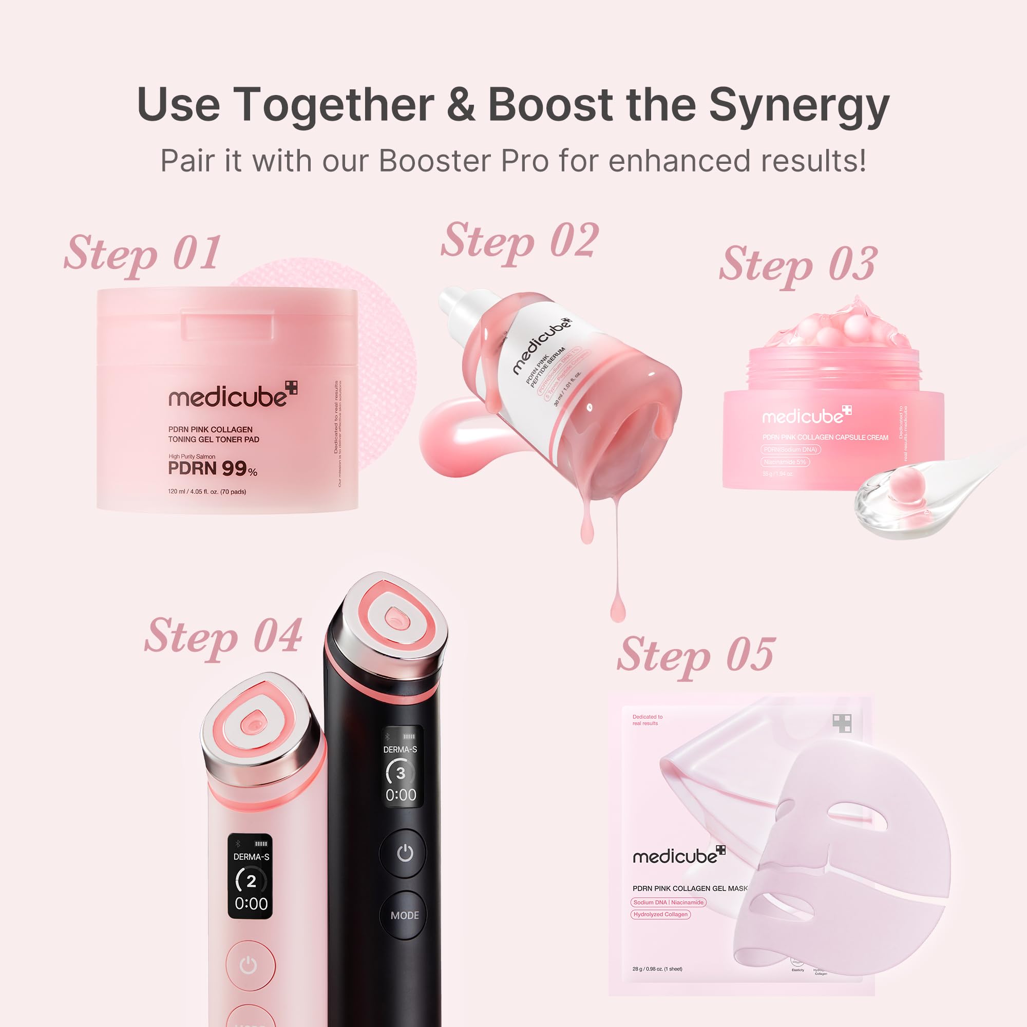 Medicube Rose PDRN serum glow on skin represents luminous finish