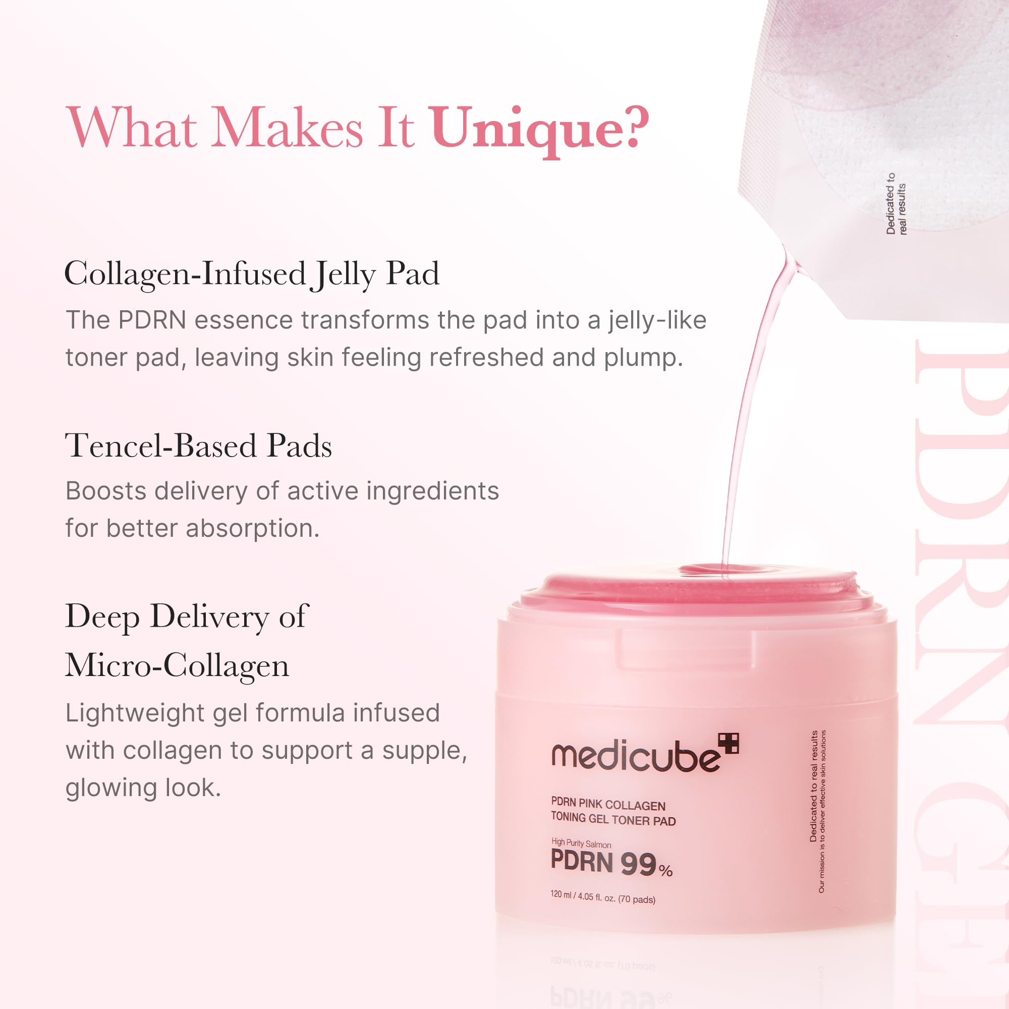 Medicube Salmon DNA PDRN jelly pad gel-texture closeup emphasizes plump skin feel