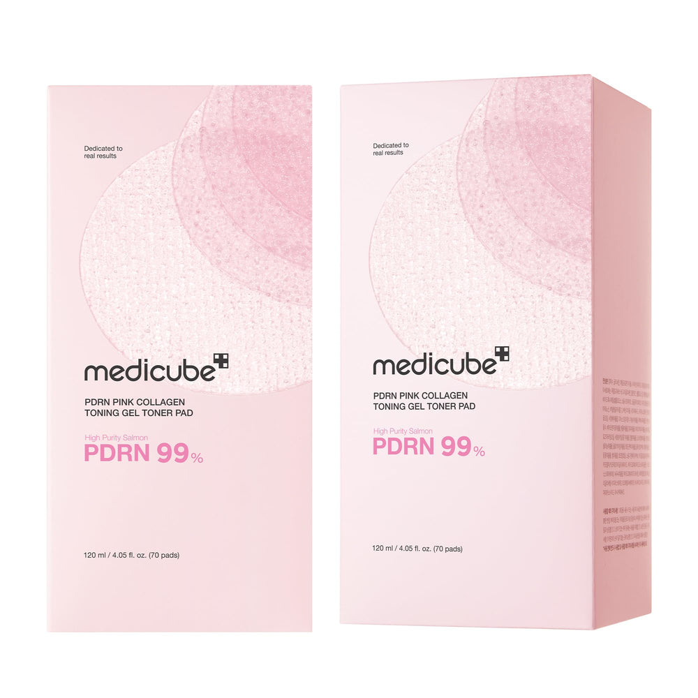 Medicube Salmon DNA PDRN jelly pad usage scene on vanity for routine care