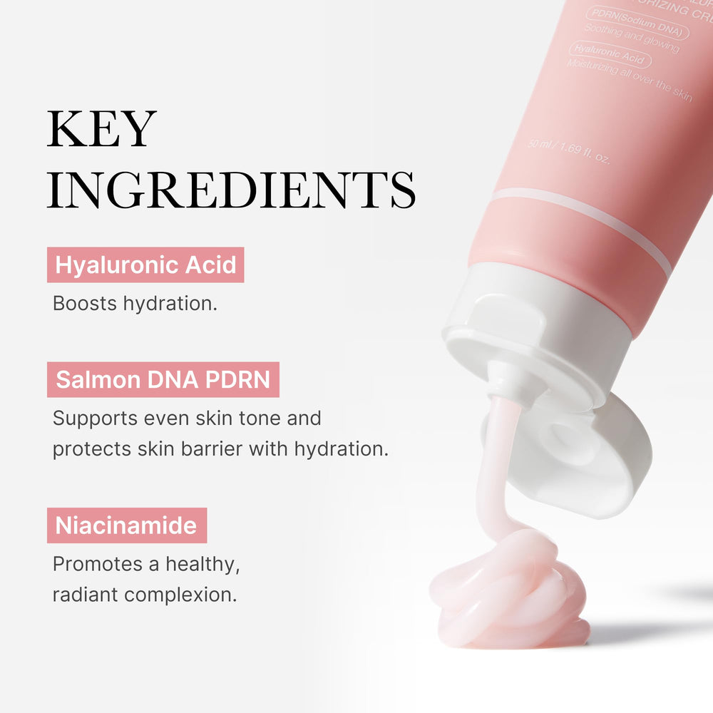 medicube Salmon DNA PDRN pink moisturizing cream packaging reinforces barrier-support messaging