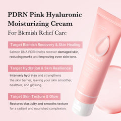 medicube Salmon DNA PDRN pink moisturizing cream texture closeup shows silky non-greasy finish