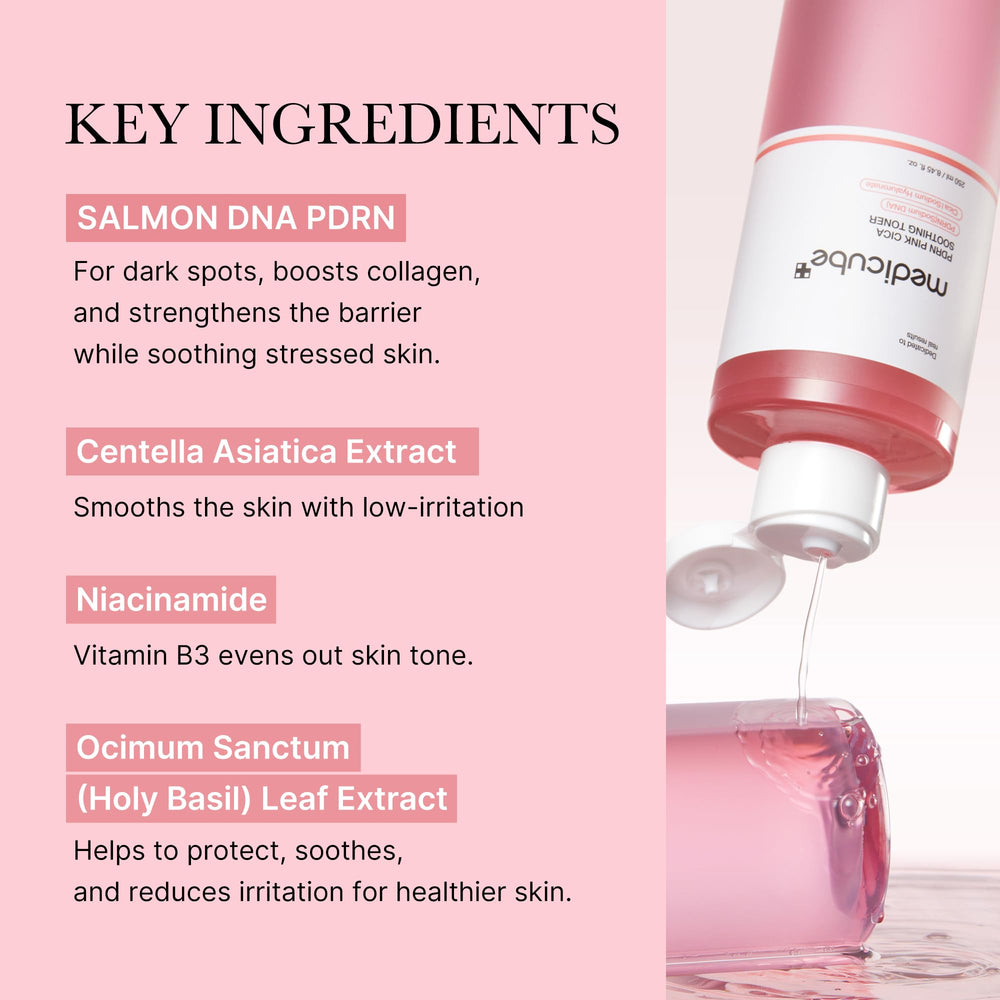 Medicube Salmon DNA PDRN pink toner swatch reveals smooth texture and even tone.