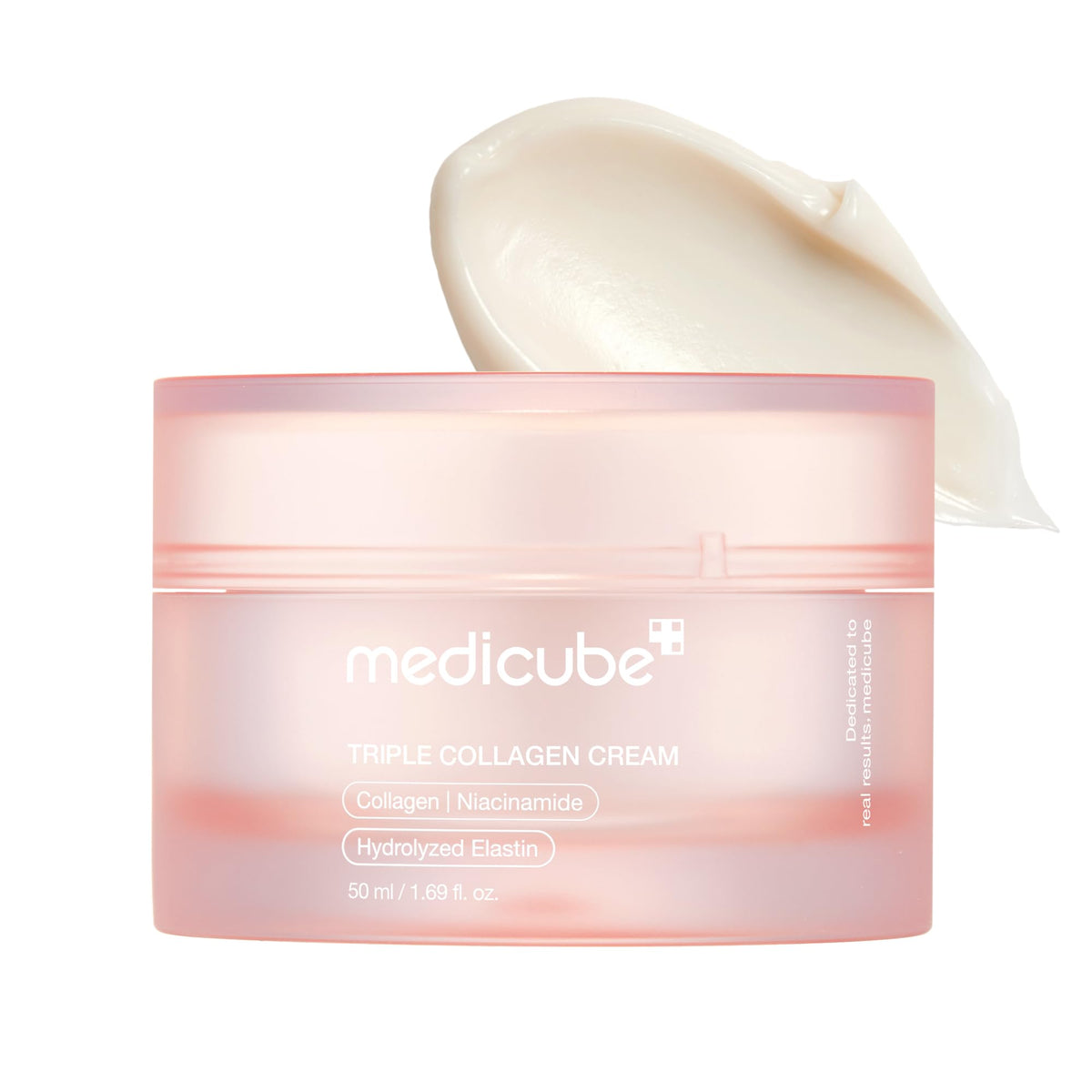 Medicube Triple Collagen Cream bottle in use for daily hydration.