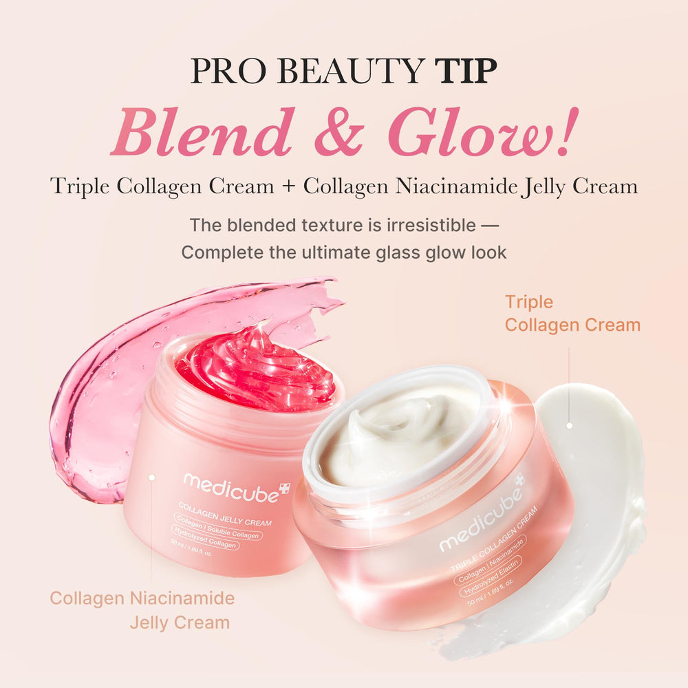 Medicube Triple Collagen Cream packaging suggests a spa-like routine.