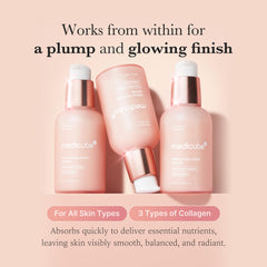 Medicube Triple Collagen Serum massaged into skin for plump glow