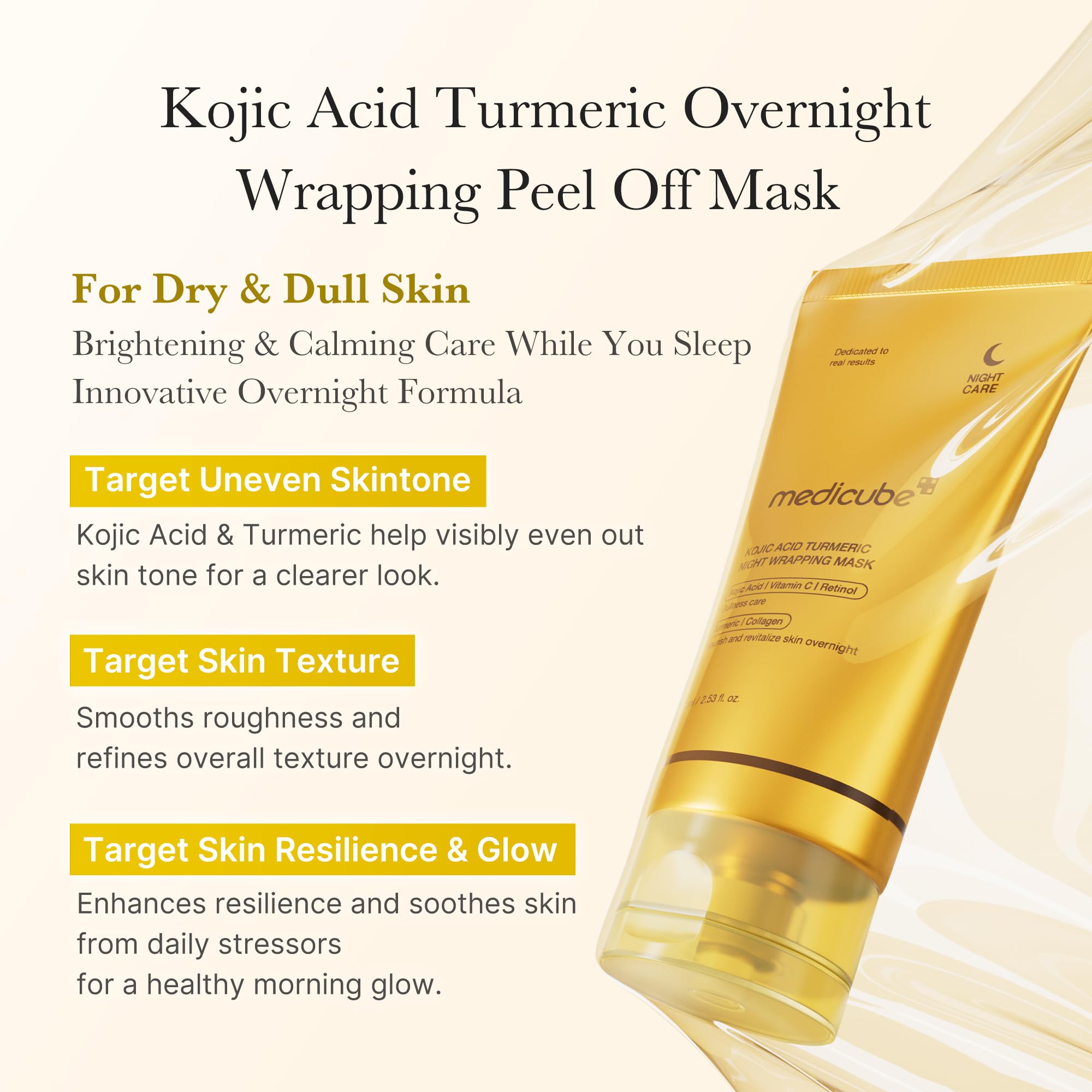 medicube turmeric wrap film texture shown for smooth even application