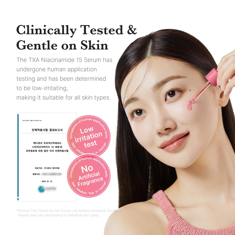 Medicube TXA+Niacinamide 15% Glow Serum hyaluronic acid layers emphasize hydration depth.