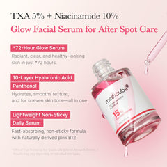 Medicube TXA+Niacinamide 15% Glow Serum packaging shows minimalist Korean skincare design for a clean routine.