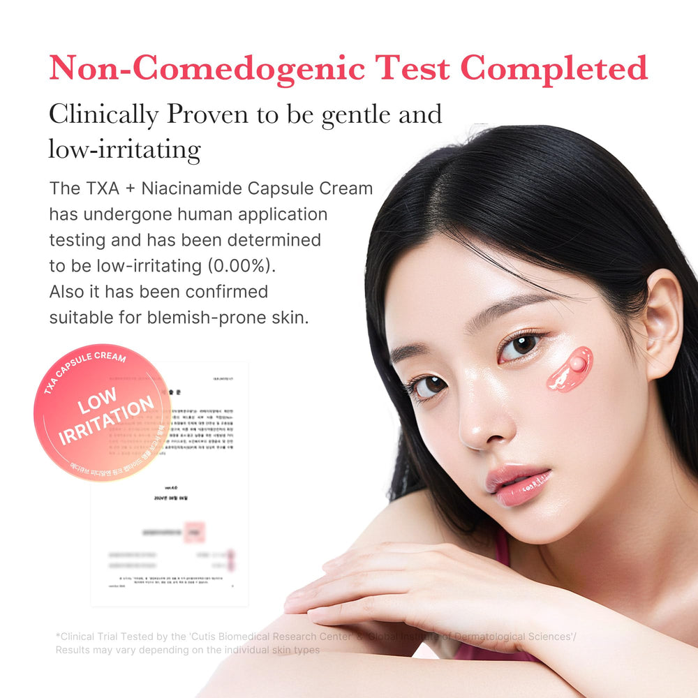 Medicube TXA+Niacinamide Capsule Cream being applied to refine tone.
