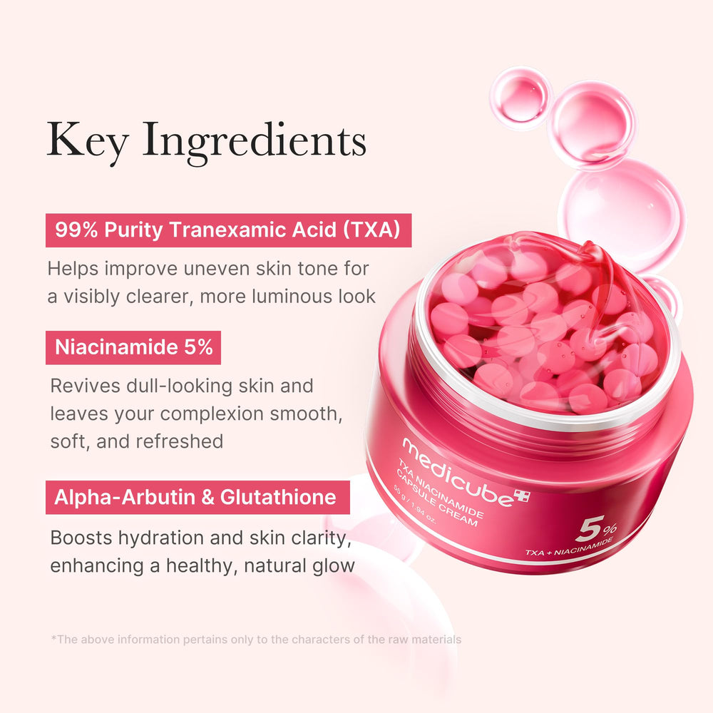 Medicube TXA+Niacinamide Capsule Cream red gel texture ready to blend.