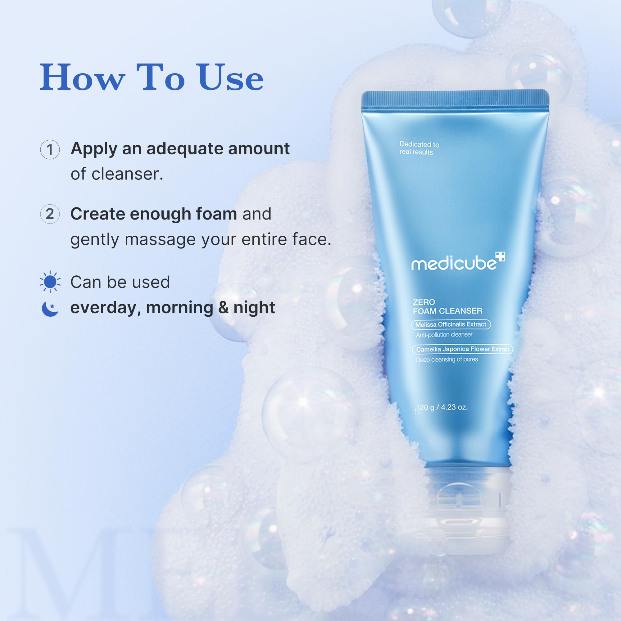 Medicube Zero Foam Cleanser with chlorogalum ingredient for gentle exfoliation.