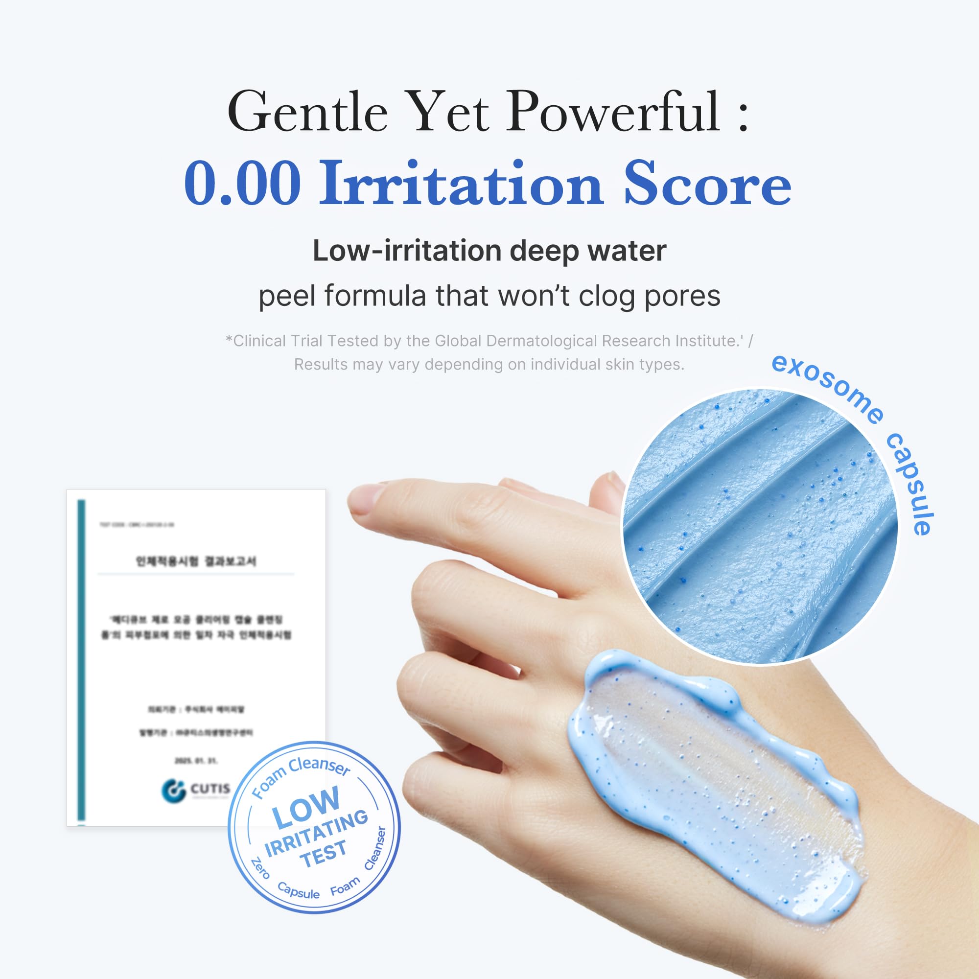 medicube Zero Pore blue capsule wash finish shows hydrating feel